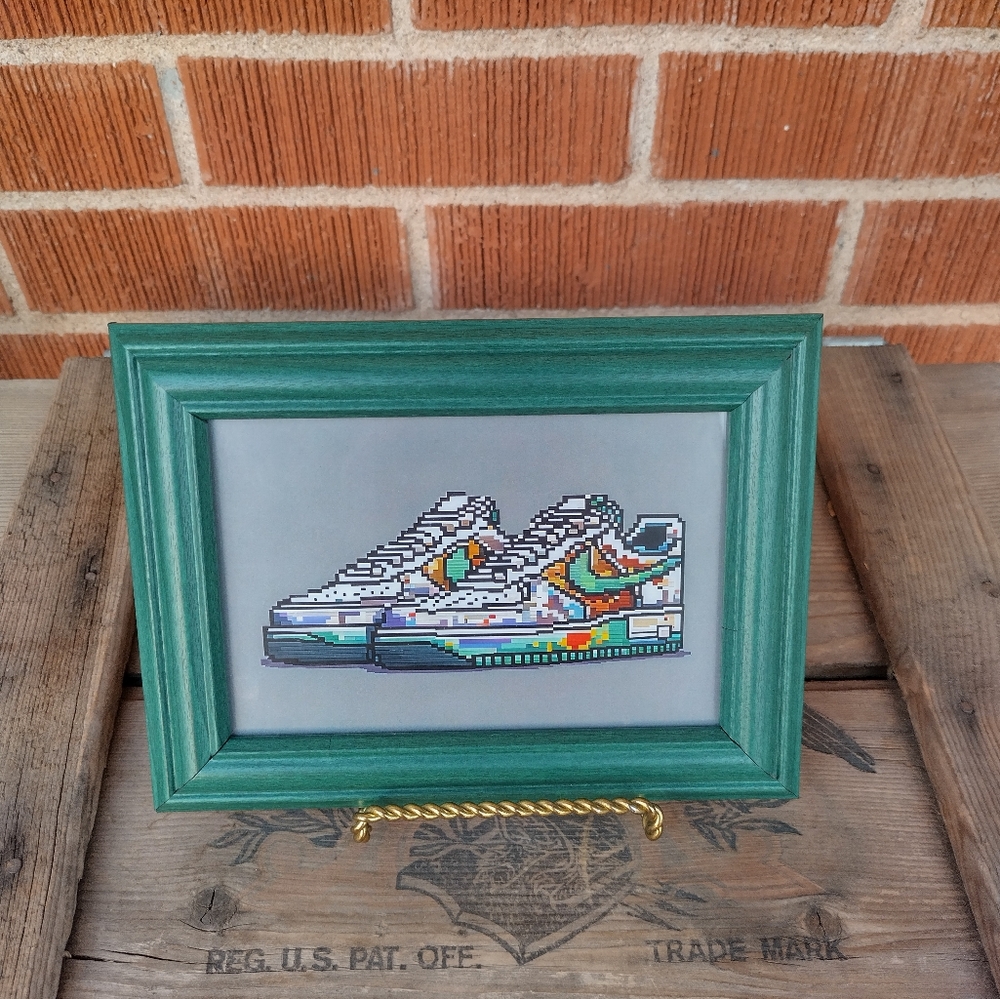 8 Bit Nike Air Force 1 Sneakers Framed Mini Art Print Lo-fi Pixel Art